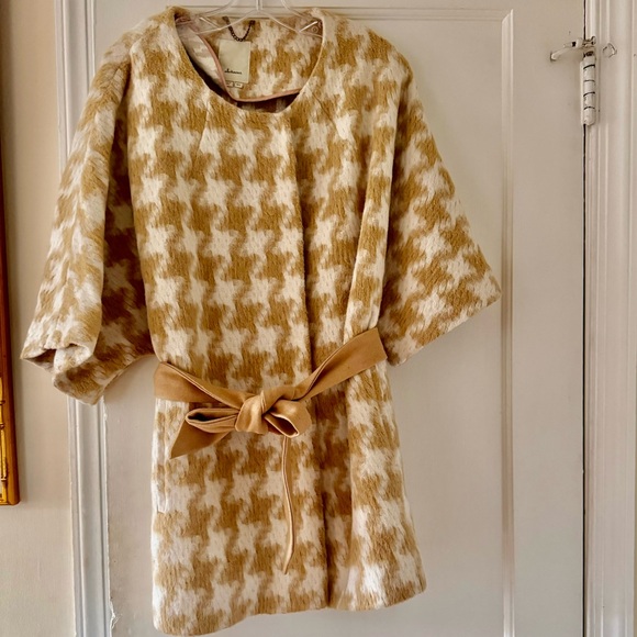 Anthropologie Elevenses Houndstooth Wrap Coat Career Preppy Academia - Picture 8 of 11